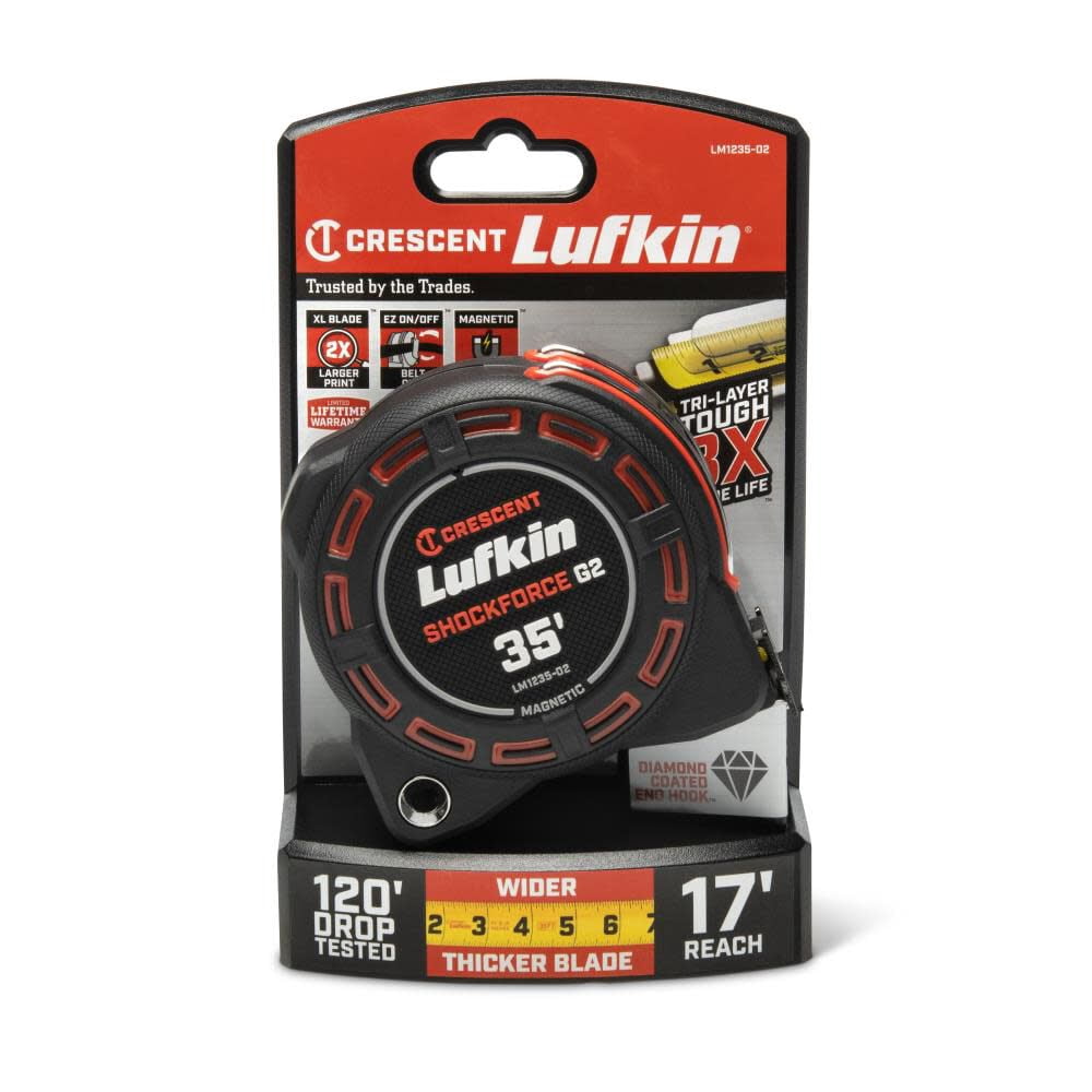 Lufkin Genuine OEM 1-1/4" x 35' Shockforce G2 Magnetic Tape Measure - LM1235-02