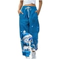 thumbnail image 2 of WXLWZYWL Women Merry Christmas Sweatpants Drawstring Jogger Snowflake Fun Print Elastic Waist Casual Trousers Warm Comfy Pants with Pockets, 2 of 5