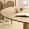 thumbnail image 5 of Cinna 60" Soild Wood Dining Table Rattan Round Kitchen Table, Oak, 5 of 6