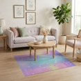 thumbnail image 3 of ODIKA 4'x6' Washable Area Rug Checkered Purple Unicorn Sparkle Gaze Motif Playroom Fuzzy for Dorm Room, Small Living Stain Resistant Low Profile, Easy Care, 3 of 7