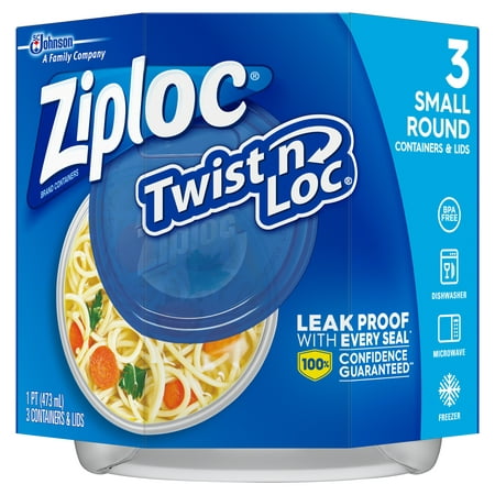 Ziploc Twist 'n Loc Container, Small Round, 16 oz, 3