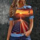 thumbnail image 2 of Mujeres de Verano Tops Casual Manga Corta Cuello Redondo de Moda Impreso Solapa Superior para el Hogar Y el Uso Diario, 2 of 7