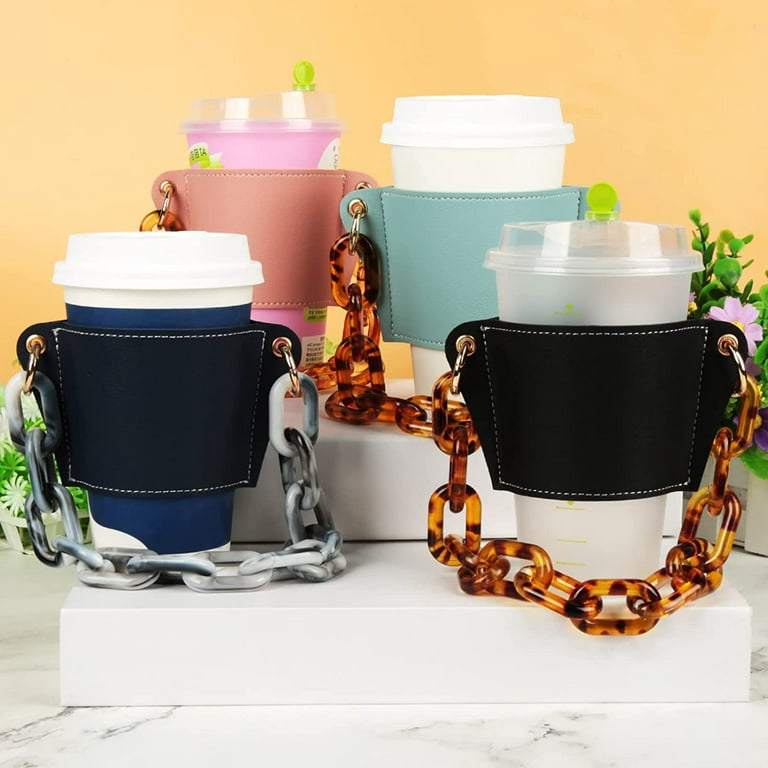 Coffee Sleeves Reusable Leather Coffee Cup Holder With Handle