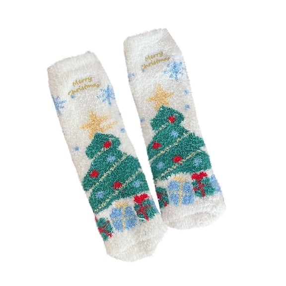 THLKIF Kids Christmas Fuzzy Socks Girls Grip Slipper Socks Fluffy Warm Sock Non-Slip Toddler Boy Winter Sock