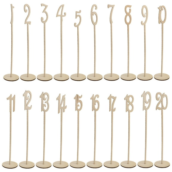 Set of 20, Rose Golden Wooden Wedding Table Numbers, Numbers 1-20 with Individual Stands, Elegant Gold Table Number Holders, Ideal for Weddings, Banquets, and Events