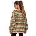 thumbnail image 6 of SCRAWLGOD Christmas Tree Stripe Print Green Beige Womens Crewneck Sweatshirt Casual Loose Fit Tops Long Sleeve T Shirt with Pockets Comfortable Fashion Oversized Fall Winter Clothes, M, 6 of 7