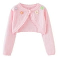 thumbnail image 2 of Brondbend toddler Girls Cardigan Kids Knitted Sweater Crewneck Long Sleeved Cute Print Cotton Coat Open Front Button Casual Jacket Loose Fall Breathable Outerwear,Pink, 2 of 7