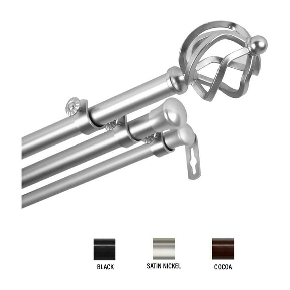 Domovina Curve 13/16" Triple Curtain Rod-Color:Black,Size:28-48"