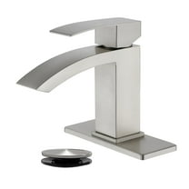 Cobbe Single-Handle Bathroom Sink Faucet for Vanity Single-Hole Installation with Low-Arc Spout and Pop-Up Drain Brushed Nickel