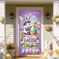 thumbnail image 3 of Fwttom Easter Door Cover - Bunny Theme Spring Decor Banner Room Easter Decorations for Front Door Garden Wall Holiday Backdrop, 70.8 x 35.4 inch, 3 of 6
