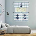 thumbnail image 6 of Navy Blue Anchor Kitchen Curtains Valances and Tiers Set of 3 Blue Striped Tier Curtains and Valance with Rod Pocket for Small Windows, 27.5"x36", 6 of 9