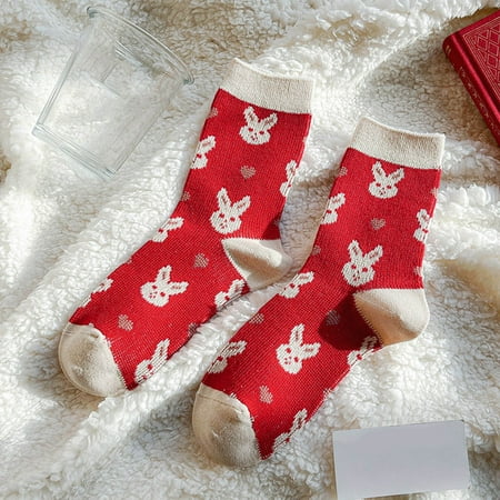 

5 pairs Women Autumn And Winter Matching Thickened Warm Mid Tube Socks Women Thick Socks womens socks Color random