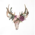 thumbnail image 2 of Atelier B Art Studio 26x26 Black Ornate Wood Framed with Double Matting Museum Art Print Titled - Deer Skull with Flowers, 2 of 4