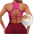 thumbnail image 6 of Womens Racerback Sports Bra with Removable Pads Cross Back Strappy Yoga Bra Medium Support Padded Athletic Workout Crop Top for Gym Running, 6 of 6
