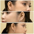 thumbnail image 4 of JeenMata Paquete Múltiple de 3 Pares de Aretes Juego de Aretes Tipo Botón, Tipo Aro y Tipo Huggie Brillantes Chapados en Oro Blanco; Packs de Aretes Variados para Mujeres; Joyas para Uso Diario, 4 of 8