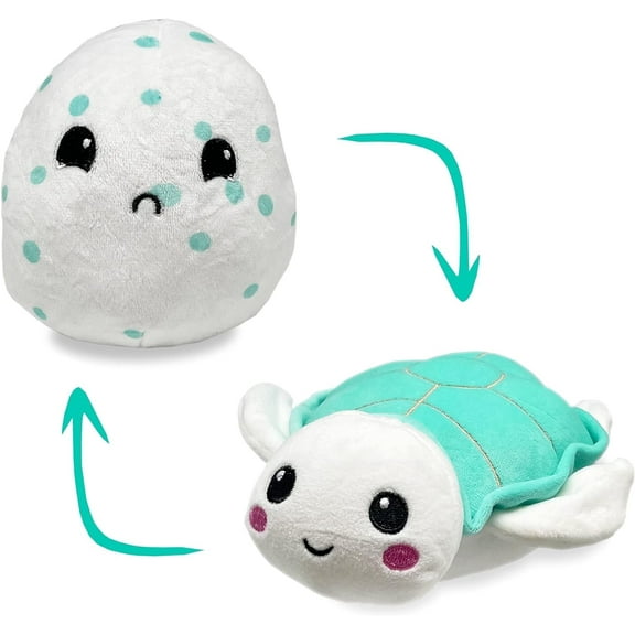 Hatchkinz Reversible Sea Turtle to Egg Plushie | Happy   Sad | Show Your Mood | Stress Relief Plush 7"