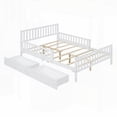 thumbnail image 3 of Full Size Pine Wood Platform Bed with 2 Storage Drawers and Guardrails, White for Bedroom, 3 of 12