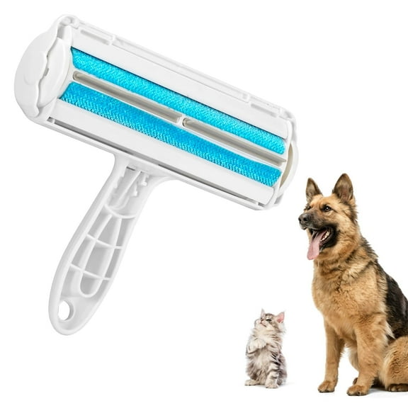 Pet hair roller, hair remover for clothes, reusable, easy to clean. It can capture and remove fuzz and cat/dog hair from furniture, carpets, clothes, car seats, and almost any surface (blue)