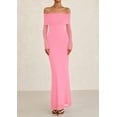 thumbnail image 3 of Vestido PRETTYGARDEN Maxi Ajustado con Hombros Descubiertos y Mangas Largas Rosa M, 3 of 8