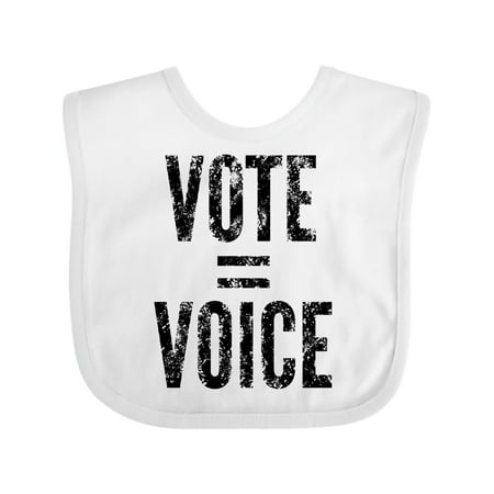 

Inktastic Vote Equals Voice Distressed Black Text Gift Baby Boy or Baby Girl Bib