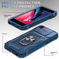 thumbnail image 4 of JTCASES for iPhone 7 Case, Sliding Camera Cover+ Rotating Ring Kickstand + Magnetic Car Mount + Inside Card Holder, Bracket Shockproof Frame Anti-drop PC TPU Heavy Duty Protection, Darkblue, 4 of 11