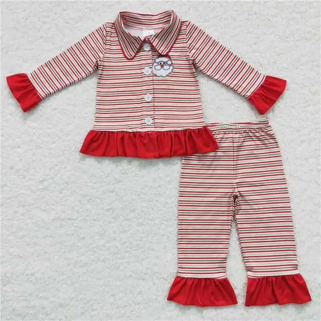 Conjunto de pijama de manga larga con botones para niños, ropa de dormir de Papá Noel, pantalones con estampado de vaca, ropa infantil, venta al por mayor