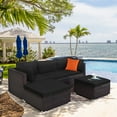 thumbnail image 3 of Costway Ensemble de 5 Pcs en Rotin pour Patio, Ensemble Sectionnel de Conversation avec Ottoman et Table, Noir, 3 of 10