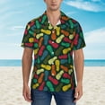 thumbnail image 2 of Logiee Pineapple Fruit Colorful Print Mens Hawaiian Shirts,Loose-Fit Short Sleeve Button Down Tropical Aloha Beach Shirt,Summer Vacation Wedding Tops,3X-Large, 2 of 7