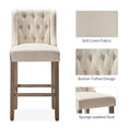 thumbnail image 3 of BELLEZE Counter Height Bar Stools for Kitchen Island Set of 2, Wingback Counter Stools Button Tufted Upholstered Fabric Barstools Island Chairs Farmhouse High Back Dining Room Chairs -Calila (Natural), 3 of 7