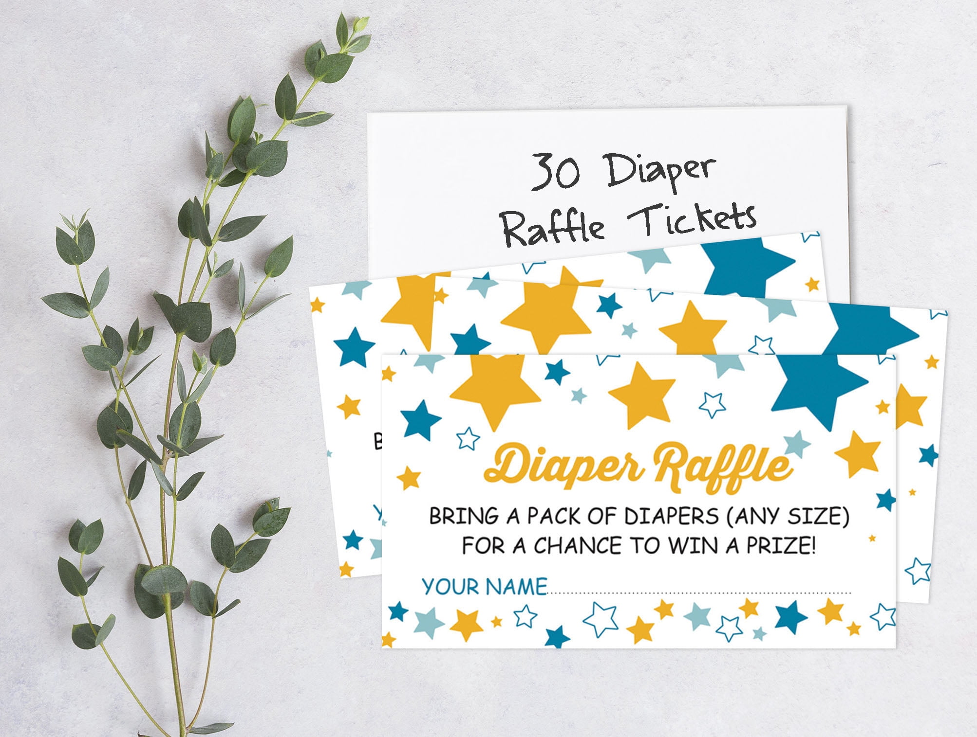 Inkdotpot 30Baby ShowerDiaper Raffle Ticket Lottery Insert Cards Supplies Games For Baby Shower Party Gender Neutral Bring A Pack Of Diapers To Win Favors Gifts And Prizes