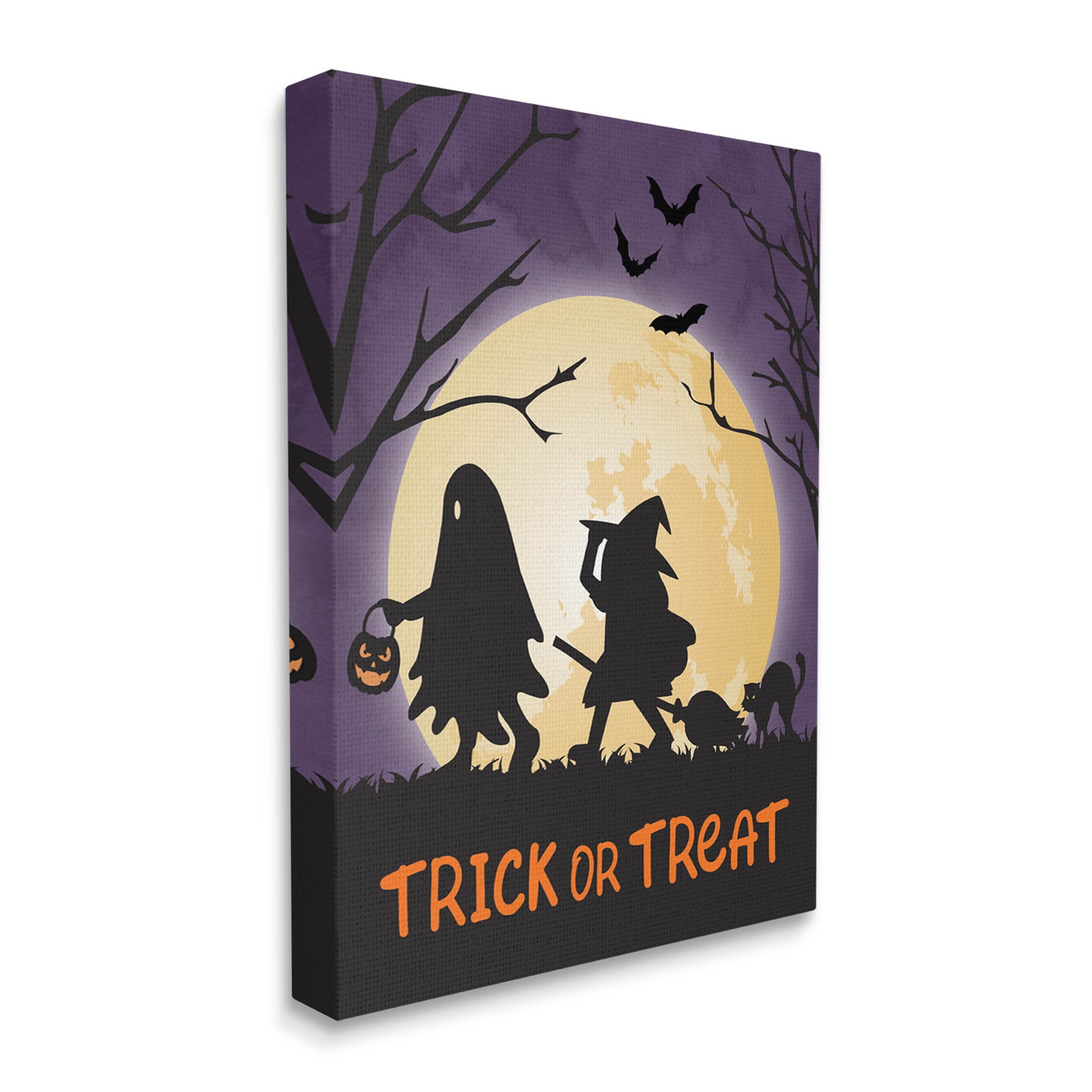 Stupell Industries Trick Or Treat Halloween Silhouettes Graphic Art Gallery Wrapped Canvas Print Wall Art, Design by Linda Birtel