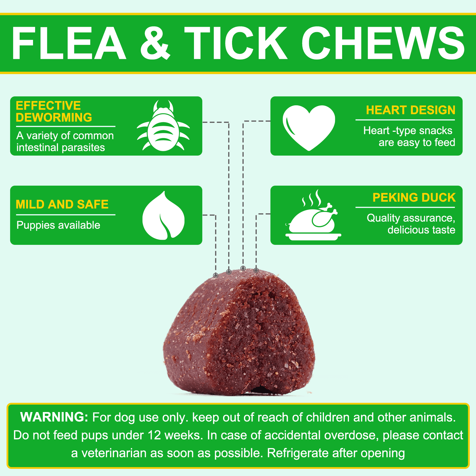 Oimmal Digestive Care Chew Treats for Dogs, Natural Support with Brewer's Yeast, Soft Chews for Dogs - Peking Duck Flavor - 300 Count
