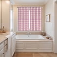 thumbnail image 3 of Pink Kitchen Curtains 63 Inch Length, Grid Checkered Plaid Gingham Lattice Trellis Grommet Top Bedroom Living Room Curtains, Light Filtering Cafe Curtain Drapes 2 Panels Set 84''x63'', 3 of 9