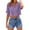 Purple, variant on Taqqpue Womens Button Down Cropped Shirts Short Sleeve Casual Plus Size Crop Tops Solid Loose Lapel Cotton Linen Blouse Shirt
