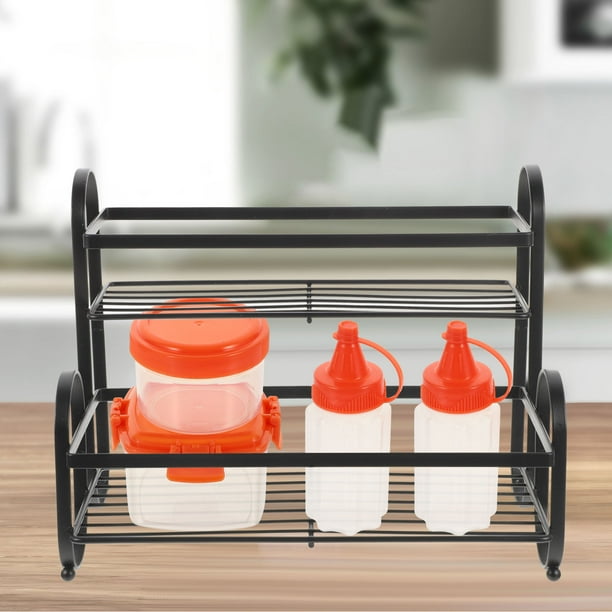 WASHWEPE Repisa Doble De Hierro Negro Para Almacenamiento Y Organización De Especias En Cocina