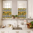 thumbnail image 3 of 3 Piece Kitchen Curtains and Valances Set Sunflower Cafe Curtains 24 Inch Length Rustic Brown Country Star Black Checkered Valance & Tier Curtain for Living Room Bedroom Window 54"x18"+27"x24"*2, 3 of 6