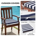 thumbnail image 3 of Outdoor Patio Cushion Covers 4 Pack Nautical Stripe Patio Chair Cushion Covers with Ties and Zipper Navy Blue Striped Waterproof Outdoor Seat Cushion Covers for Patio Furniture 22"x22", 3 of 9
