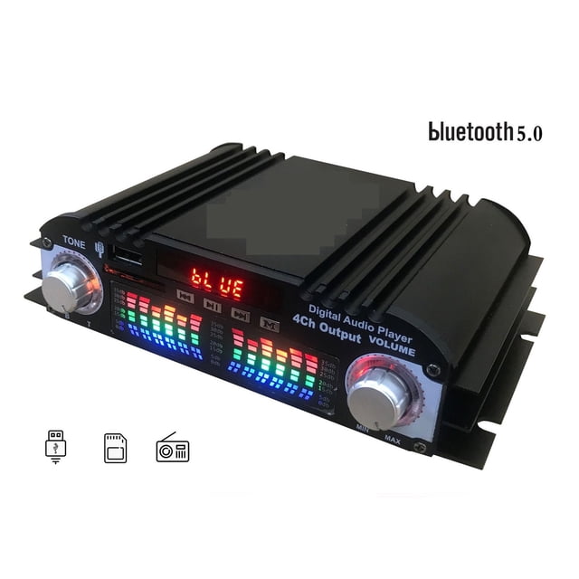 Car Home Amplifier 4 Channels Car Speakers Booster Powered Subwoofer Amplificador Support FM U Disk ,High Sound