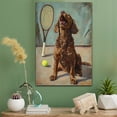 thumbnail image 2 of Boykin Spaniel Vintage Dog Tennis Canvas – Artistic Sports, Boykin Spaniel Dog with Tennis Stretched Canvas Size 8x12 Wall Print for Bedroom, Living Room, Office, 2 of 5