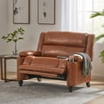 thumbnail image 2 of Noble House Tutherly Faux Leather Oversized Pushback Recliners, Brown, 2 of 10