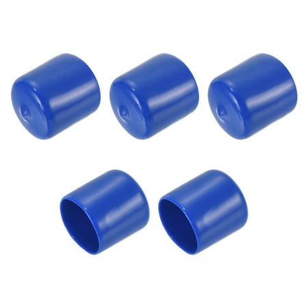 

5pcs Rubber End Caps 25mm ID Vinyl Round Tube Bolt Cap Cover Screw Thread Protector Blue