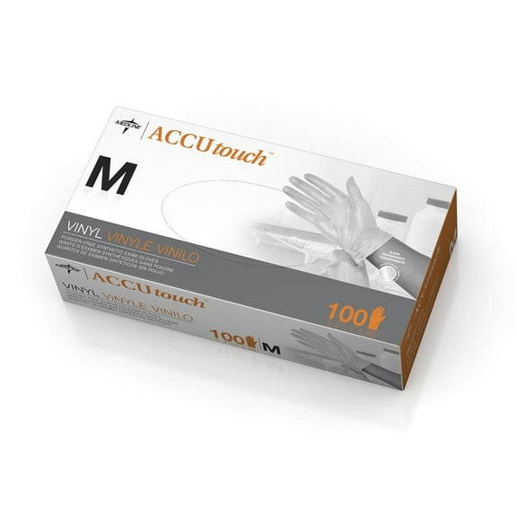 Accutouch Synthetic Exam Gloves,Clear,Medium