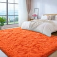thumbnail image 4 of ZENELESS 9'x12' Orange Plush Shaggy Rug, Extra Large Soft Indoor Modern Fluffy Carpet for Stylish Home Decor, 4 of 6