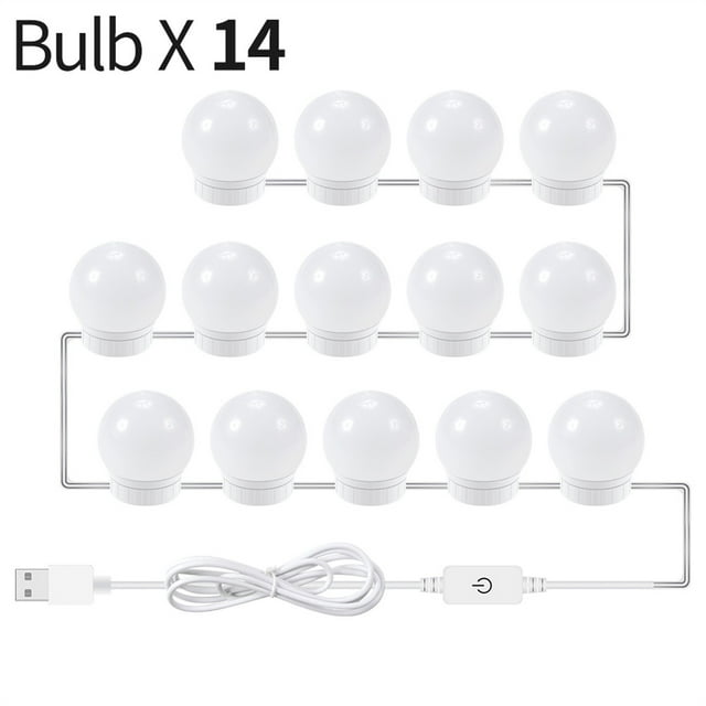3 Colors Makeup Lamp LED Lights USB Stepless Dimmable Bathroom Mirror Light 6 10 14 Bulb Kit Make Up Lighting ,Widely Use
