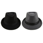 Segolike 2Pack Retro Fedora Hat Winter Manhattan Structured Bowler Panama Hat Cap , , Size