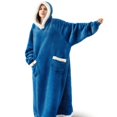 thumbnail image 1 of 1pc Flannel Blanket With Sleeves, Winter Hoodies Sweatshirt, Women Men Pullover Fleece Giant TV Blanket, 1 of 5