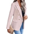 thumbnail image 6 of Women's Casual Loose Tweed Blazer Jacket Fashion Long Sleeve Outerwear Pink XXL, 6 of 7
