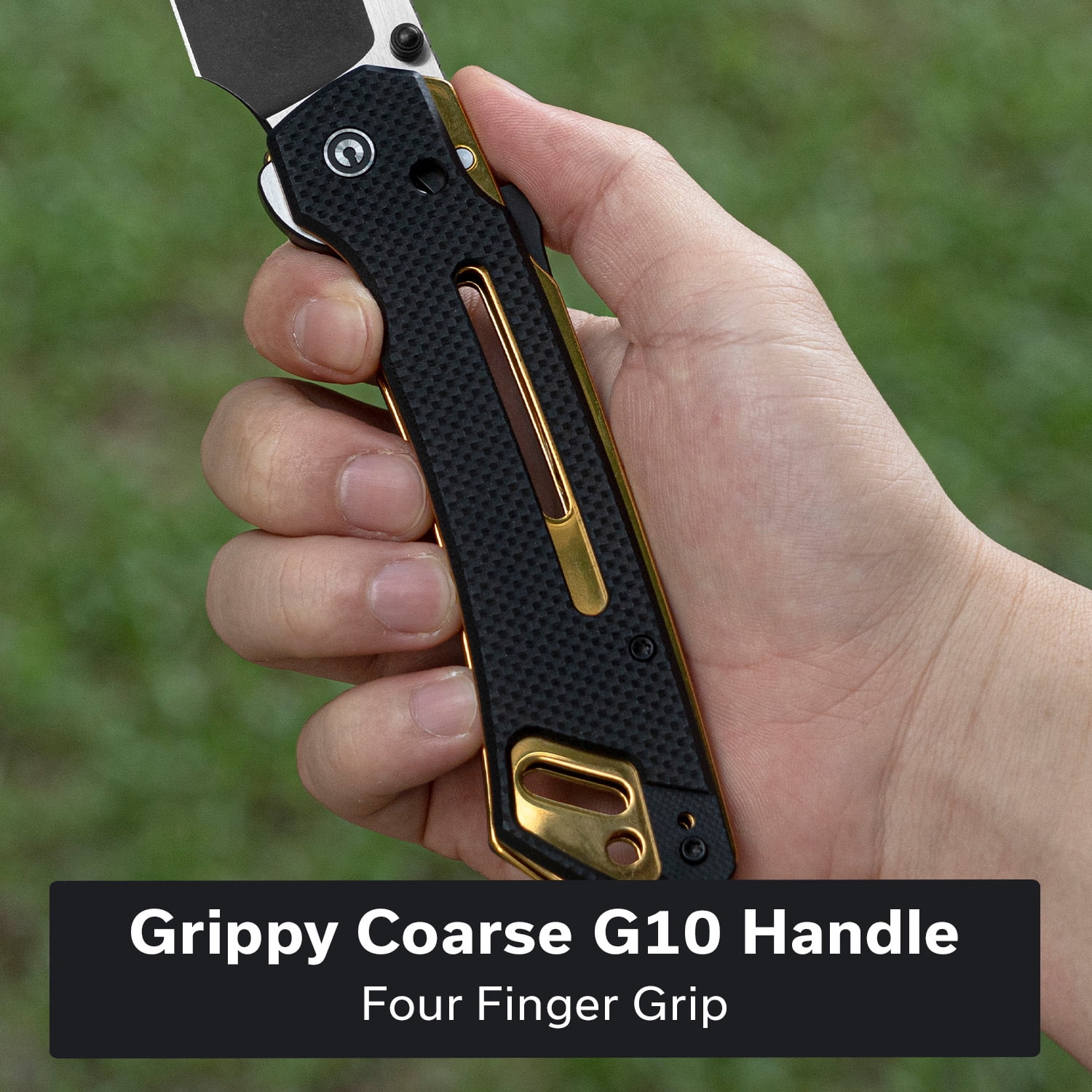 CIVIVI Buster FG Pocket Knife  Superlock Folding Knife with 4.2" Nitro-V Blade G10 Handle, Designed by Snecx Tan C24052-1 (Black)