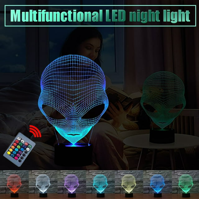 Xihbxyly Luz Nocturna Led Extraterrestre, 16 Colores, Alimentación Por Usb o Pilas, Efectos Ópticos Impresionantes, Decoración Única para El Hogar, Ideal para Dormitorio U Oficina, Tamaño 243 X 158 M