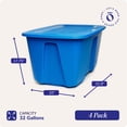 thumbnail image 4 of HOMZ Heavy-Duty Solid 32-Gallon Large Storage Bins with Lids, Blue, 4 Pack, 4 of 9